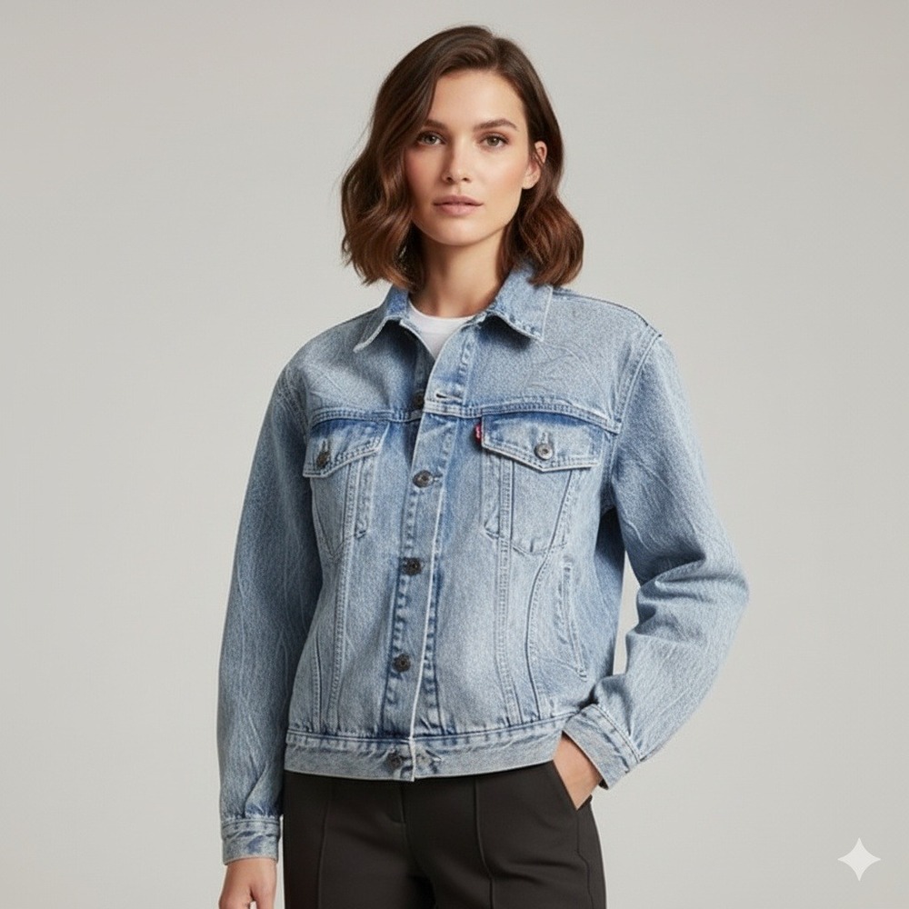 NWT Levis Jacket Womens Small Blue Denim made‎ & crafted Japan Light Wash Cotton
